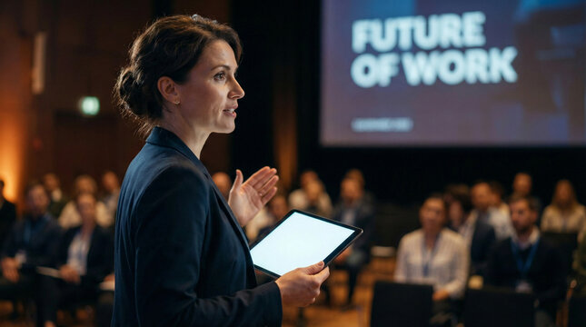 Business Speaker at Conference Future of Work Presentation
