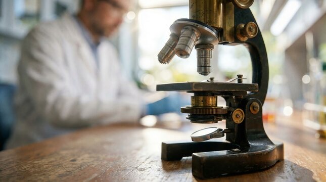 Microscope in Laboratory Scientific Research Concept
