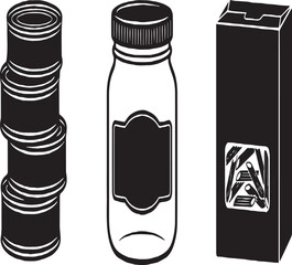 Fototapeta premium Canned Food Silhouettes Pantry Staple Vectors