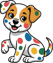 Naklejka premium Adorable colorful spotted dog character illustration