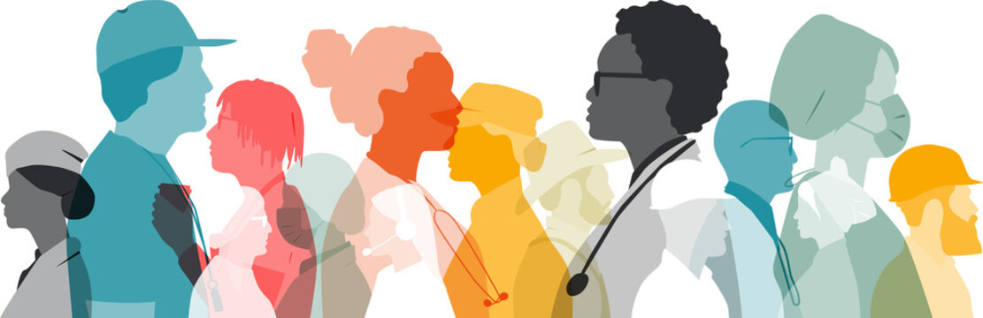 People of different professions together. 