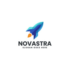 Obraz premium This image showcases a sleek, modern logo for 'Novastra', featuring a stylized rocket, symbolizing innovation and progress in a vibrant, professional design.