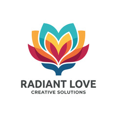 A vibrant logo for Radiant Love that embodies creativity and warmth, ideal for businesses focused on well-being, relationships, or holistic solutions. © chaobo fu