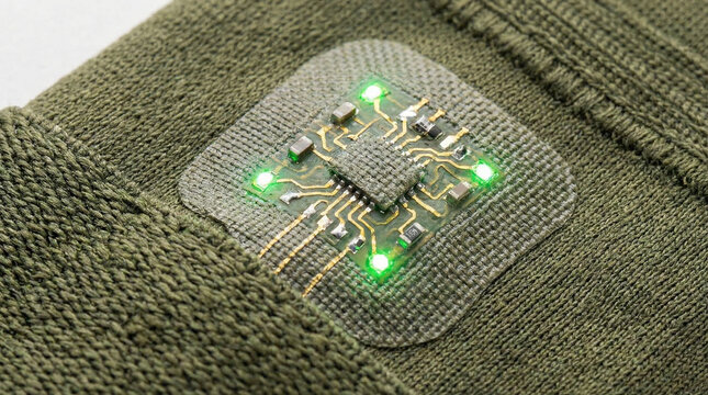 Smart Textile with Integrated Flexible Electronic Circuit and Glowing LEDs