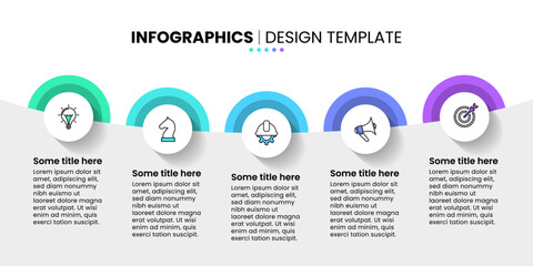 Infographic template. Hidden circles with 5 icons