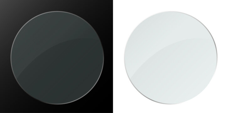 Glass glossy circles on dark and light backgrounds minimal modern design soft gradients transparent shapes mirror effect.

