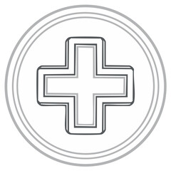 Fototapeta premium Medical Cross Icon in Circle Illustration Symbolizing Health and Care