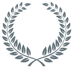 Obraz premium Elegant leafy wreath graphic illustration. Circular foliage frame or border for victory, achievements or awards concepts.
