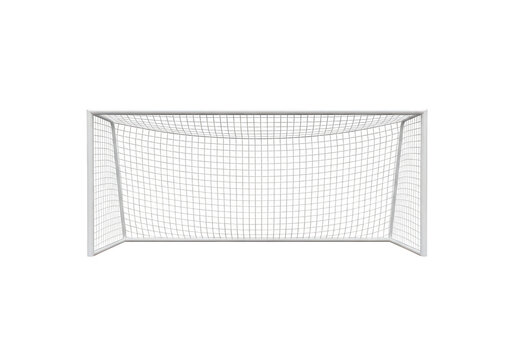 Wireframe of a rectangular soccer goal net structure isolated on transparent background