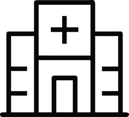 Fototapeta premium Stylized Hospital Building Icon with Cross Symbol medical