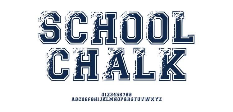 Grunge college font. Vintage sport font in american style for football, baseball or basketball logos and t-shirt. Athletic department typeface, varsity style font. Vector 
