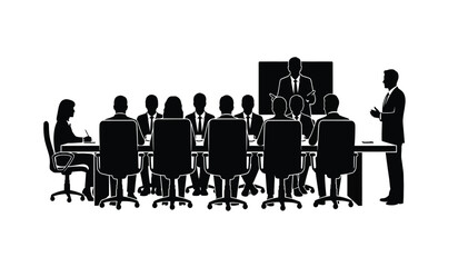 Fototapeta premium Business meeting in a conference room with silhouette of people