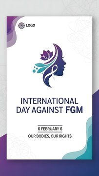 International day against fgm awareness poster with symbolic illustration