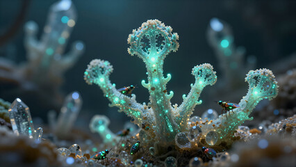 Fototapeta premium Bioluminescent Crystal Ecosystem