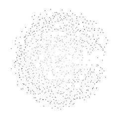 Abstract circular dotted particle composition with scattered points forming minimal radial structure isolated on white background