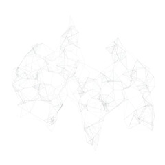 Obraz premium Futuristic polygonal mesh network with nodes and connecting lines creating abstract technology data visualization background