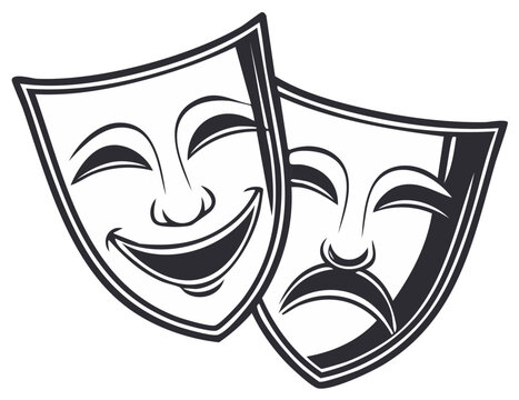 Drama masks comedy and tragedy symbols artistic representation of emotions