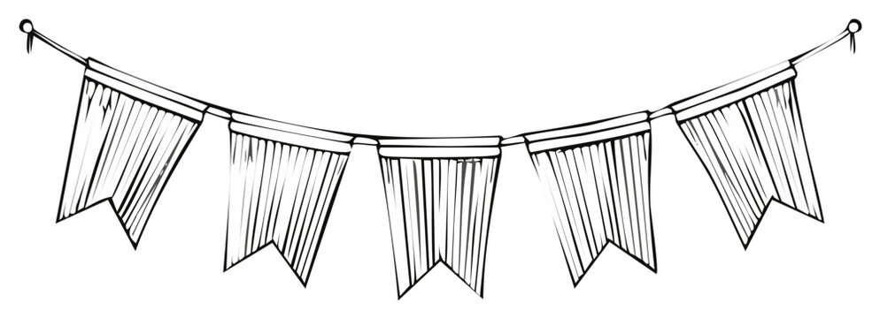 Festive Hand-Drawn Bunting with Triangle Flags for Celebration and Decoration
