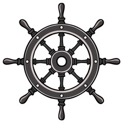 Obraz premium Nautical Vessel Helm with Black Handles Illustration for Maritime Theme Decorations and Sailor Lifestyle Designs