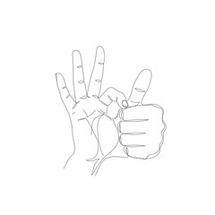 Obraz premium hand gesture line drawing, peace sign, okay symbol