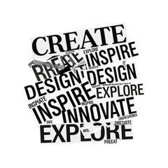 Fototapeta premium typographic collage with inspiring words on white background