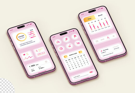 Multi Screen Phone Ui Ux App Web Social Media Post and Stories Feed Mockup