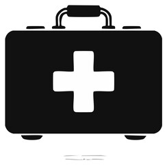 Obraz premium Black and White First Aid Kit Illustration Emergency Medical Supplies Safety Concept