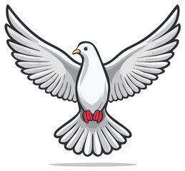 Obraz premium White Dove in Flight Spreading Wings Illustration Vector Art Freedom Peace Hope Serenity Icon Symbol Concept Design Element