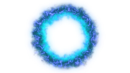 Fototapeta premium Abstract Blue LED Portal Vortex Isolated on White Background, Futuristic Sci-Fi Energy Gateway