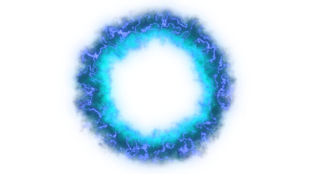 Abstract Blue LED Portal Vortex Isolated on White Background, Futuristic Sci-Fi Energy Gateway