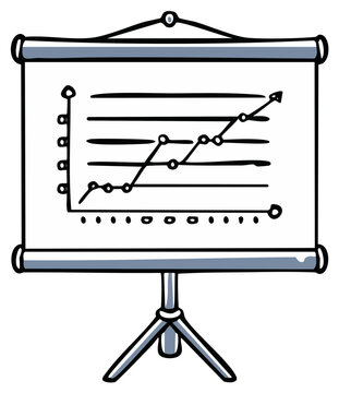 Hand-drawn flipchart with graph showing upward trend in performance and business metrics illustration