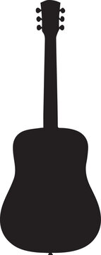 Minimalist Acoustic Guitar Silhouette Full Body Shape Clean Black Design