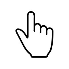 Fototapeta premium Black and white line art illustration of a hand cursor icon with the index finger pointing up