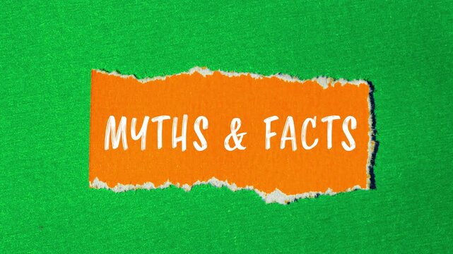 Myths and facts message writing on ripped torn paper background