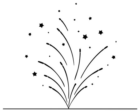 Black and white abstract fireworks exploding with stars and dots