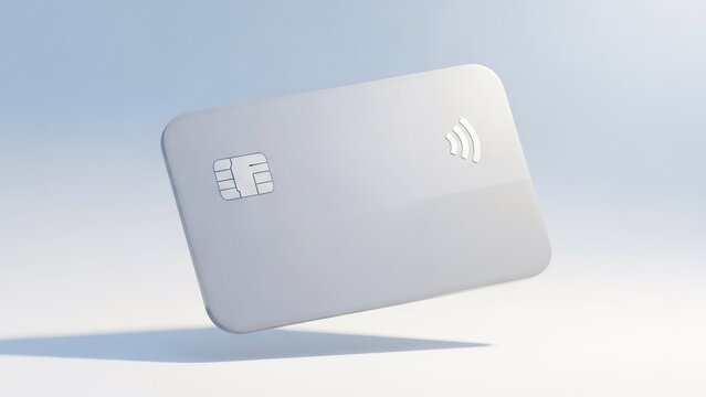 Minimalist White Credit Card with Contactless Payment Symbol.