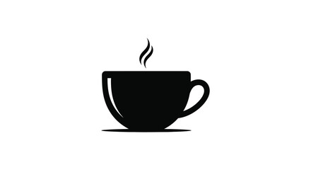 Obraz premium A minimalist depiction of a black coffee cup with rising steam presented as a striking silhouette high quality professional detailed modern