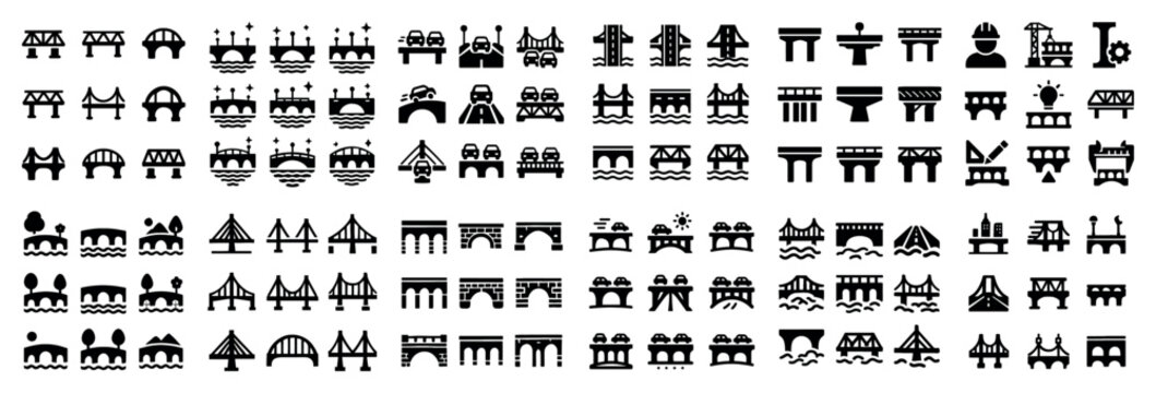 Infrastructure icons with bridge arch pier outline