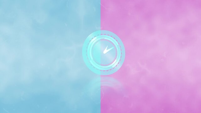 Animation of clock moving on red and blue background