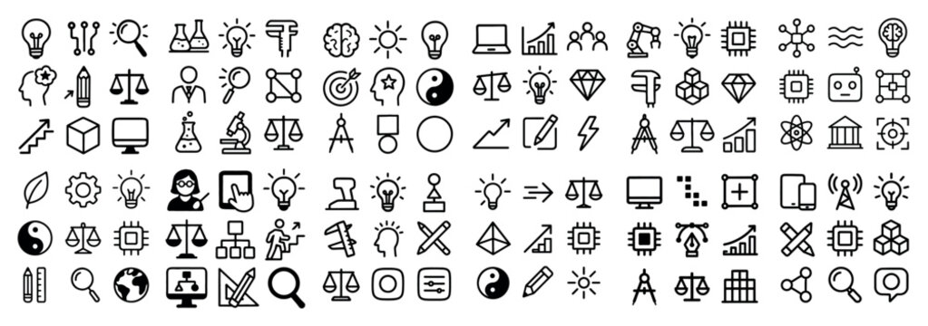 Business icons with idea brain target outline