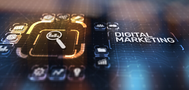 Digital marketing, Online advertising, SEO, SEM, SMM. Business and internet concept.