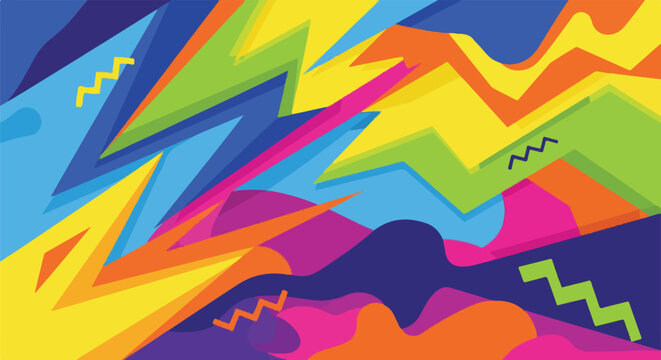 A vibrant abstract composition with a playful interplay of shapes