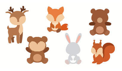 Fototapeta premium Woodland Forest Baby Animals Cute Cartoon Nursery Design Vector