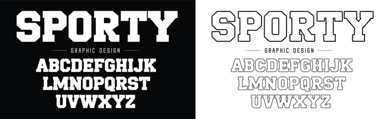 Sports classic college font. Vintage sport font in American style for football baseball or basketball logos and t-shirt. Athletic department typeface varsity style font. Vector   © Anonymous