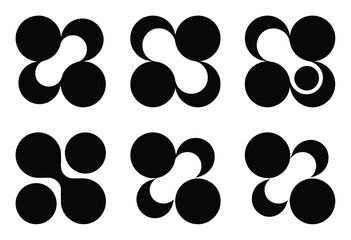 Fototapeta premium Abstract Black and White Geometric Shapes in a Grid Layout