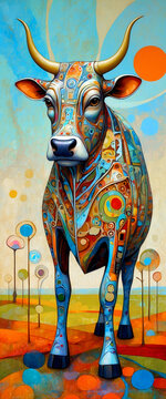 Colorful decorated Cow