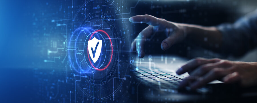 Cybersecurity Protection and Digital Data Safety System Illustrated on Futuristic Interface.