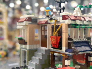 Fototapeta premium Miniature lego two-story house model