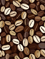 Obraz premium Seamless Coffee Beans Pattern Illustration. AI generative.