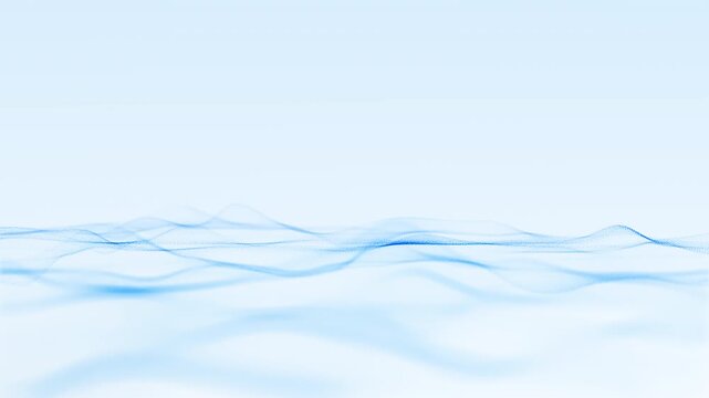Minimal light blue wave particles background with airy motion and soft flowing lines, clean abstract digital landscape with subtle depth, 4K loop.